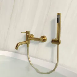 Miscelatore esterno vasca in ottone con canna girevole oro spazzolato - Oasis