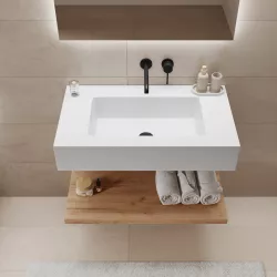 Specchio da bagno Henri bianco/rovere con mensola Vicco