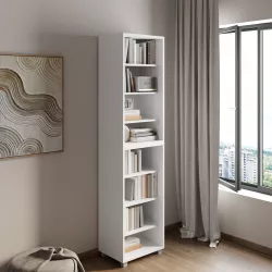 Libreria modulare 49x197h cm bianca con 7 ripiani regolabili - Modar