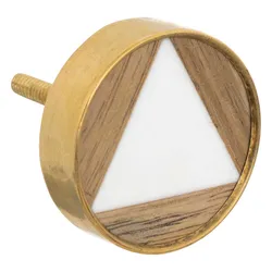 Set 2 pomelli per mobili in legno di mango e ottone