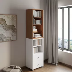 Libreria modulare 49x197h cm effetto ciliegio con 2 cassetti bianchi - Modar