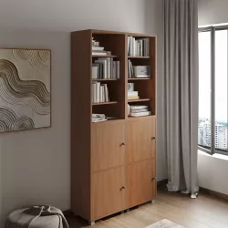 Libreria modulare 97x197h cm effetto ciliegio con 4 ante - Modar