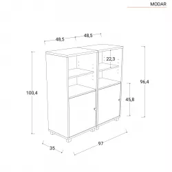 Mobile multiuso modulare 97X100h cm bianco ed effetto ciliegio con 2 ante -  Modar