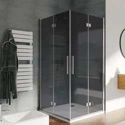 Box doccia 100x100 cm doppio soffietto vetro anticalcare fumè e profilo cromo 195h - Flexy