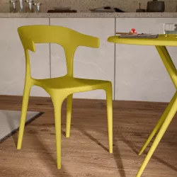 Sedia impilabile con braccioli design in polipropilene senape - Dibra