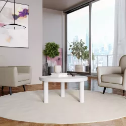 Tavolo rotondo 80x40h cm bianco effetto pietra - Benson