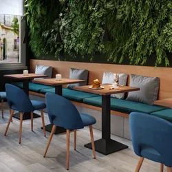 Tavolo da pranzo 80x80 cm con top effetto rovere scuro e base in metallo nero - Caio