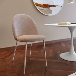 Sedia in tessuto bouclé beige con gambe in metallo tortora - Zilla