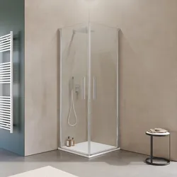 Box doccia 70X75 cm doppio battente con vetro temperato trasparente e profilo cromo 195h - Nilo