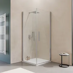 Box doccia 75X75 cm doppio battente con vetro temperato trasparente e profilo cromo 195h - Nilo
