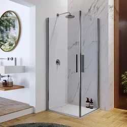 Box doccia 85X75 cm doppio battente con vetro temperato trasparente e profilo cromo 195h - Nilo