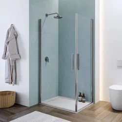 Box doccia 100X75 cm doppio battente con vetro temperato trasparente e profilo cromo 195h - Nilo