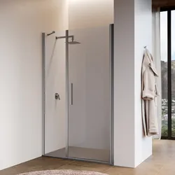 Box doccia nicchia 120 cm battente 75 cm e lato fisso con vetro temperato trasparente e profilo cromo 195h - Nilo