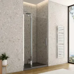 Box doccia nicchia 95 cm battente 70 cm e lato giunto con vetro temperato trasparente e profilo cromo 195h - Nilo
