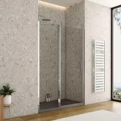 Box doccia nicchia 120 cm battente 70 cm e lato giunto con vetro temperato trasparente e profilo cromo 195h - Nilo