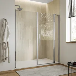 Box doccia nicchia 170 cm 35 giunto + 65 battente + 70 fisso con vetro temperato trasparente e profilo cromo 195h - Nilo