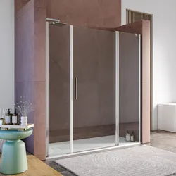 Box doccia nicchia 175 cm 55 giunto + 70 battente + 50 fisso con vetro temperato trasparente e profilo cromo 195h - Nilo