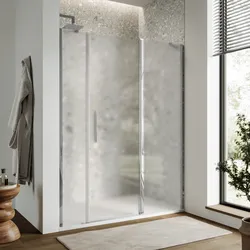 Box doccia nicchia 145 cm 55 giunto + 70 battente + 20 fisso con vetro temperato opaco e profilo cromo 195h - Nilo