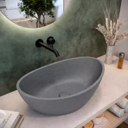 Lavabo d'appoggio 54,6x34,5x18,5 h cm in cemento grigio - Hamilton