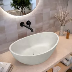 Lavabo d'appoggio 54,6x34,5x18,5 h cm in cemento bianco - Hamilton