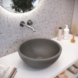 Lavabo d'appoggio 36x14,5 h cm in cemento basalto - Hamilton