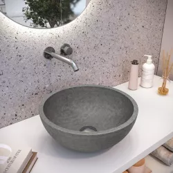 Lavabo d'appoggio 36x14,5 h cm in cemento grigio - Hamilton