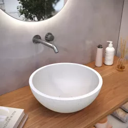 Lavabo d'appoggio 36x14,5 h cm in cemento a vista bianco - Hamilton