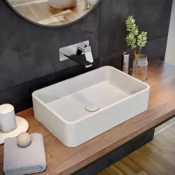 Lavabo d'appoggio 50x32,5x12 h cm in cemento bianco - Hamilton