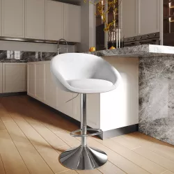 Clp Taburete De Bar Elmore En Polipiel Metal Blanco 56x47x58 Cm con