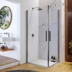 Box doccia 95X85 cm doppio battente con vetro temperato trasparente e profilo cromo 195h - Nilo
