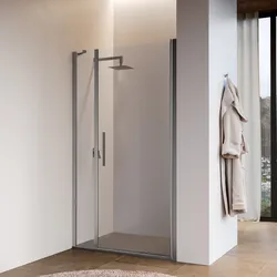 Box doccia nicchia 120 cm battente 85 cm e lato fisso con vetro temperato trasparente e profilo cromo 195h - Nilo