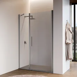 Box doccia nicchia 125 cm battente 85 cm e lato fisso con vetro temperato trasparente e profilo cromo 195h - Nilo