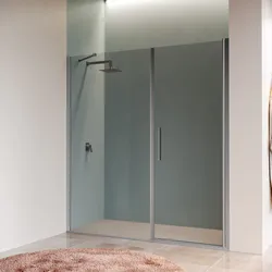 Box doccia nicchia 170 cm battente 80 cm e lato fisso con vetro temperato trasparente e profilo cromo 195h - Nilo