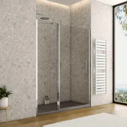 Box doccia nicchia 135 cm battente 80 cm e lato giunto con vetro temperato trasparente e profilo cromo 195h - Nilo