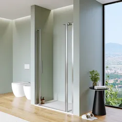 Box doccia nicchia 125 cm 25 giunto + 80 battente + 20 fisso con vetro temperato trasparente e profilo cromo 195h - Nilo