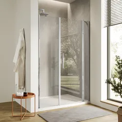 Box doccia nicchia 145 cm 20 giunto + 80 battente + 45 fisso con vetro temperato trasparente e profilo cromo 195h - Nilo