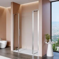 Box doccia nicchia 155 cm 35 giunto + 80 battente + 40 fisso con vetro temperato trasparente e profilo cromo 195h - Nilo