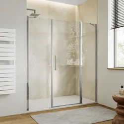 Box doccia nicchia 175 cm 45 giunto + 80 battente + 50 fisso con vetro temperato trasparente e profilo cromo 195h - Nilo