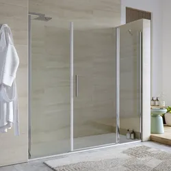 Box doccia nicchia 195 cm 50 giunto + 75 battente + 70 fisso con vetro temperato trasparente e profilo cromo 195h - Nilo
