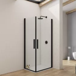 Box doccia 70X85 cm doppio battente con vetro temperato trasparente e profilo nero opaco 190h - Nilo