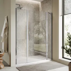 Box doccia nicchia 150 cm 20 giunto + 90 battente + 40 fisso con vetro temperato trasparente e profilo cromo 195h - Nilo