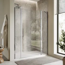 Box doccia nicchia 155 cm 40 giunto + 90 battente + 25 fisso con vetro temperato trasparente e profilo cromo 195h - Nilo
