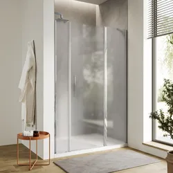 Box doccia nicchia 145 cm 50 giunto + 80 battente + 15 fisso con vetro temperato opaco e profilo cromo 195h - Nilo