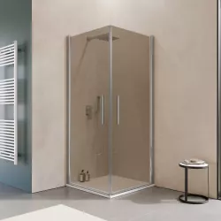 Box doccia 80X85 cm doppio battente con vetro temperato bronzato e profilo cromo 195h - Nilo