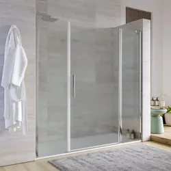 Box doccia nicchia 190 cm 50 giunto + 90 battente + 50 fisso con vetro temperato opaco e profilo cromo 195h - Nilo