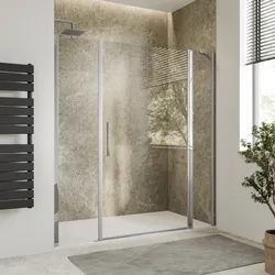 Box doccia nicchia 180 cm 40 giunto + 90 battente + 50 fisso con vetro temperato opaco e profilo cromo 195h - Nilo