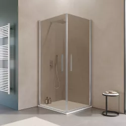 Box doccia 80X95 cm doppio battente con vetro temperato bronzato e profilo cromo 195h - Nilo