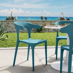 Sedia da giardino con braccioli design in polipropilene blu maldive - Dibra