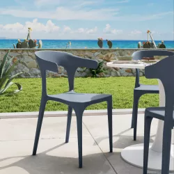 Sedia da giardino con braccioli design in polipropilene blu oceano - Dibra