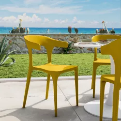 Sedia da giardino con braccioli design in polipropilene senape - Dibra